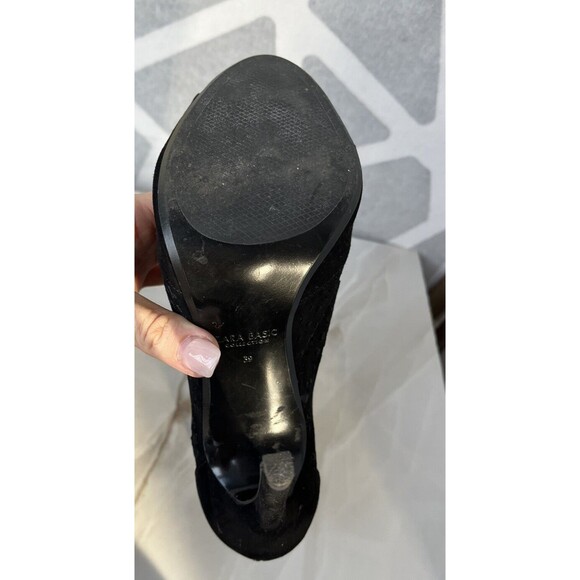 ZARA Black Ultra High Heel Perforated Booties Cut Out Suede Sandals US 8.5 Eu 39 - Picture 7 of 8